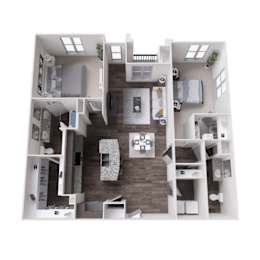 Two bedroom layout at The Carson at Twin Creeks, Allen apartments for rent