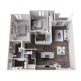 2 bedroom apartment layout at The Carson at Twin Creeks, apartments for rent in Allen, TX