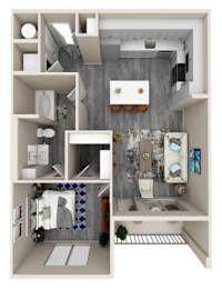 A 3D rendered image of a modern bathroom.