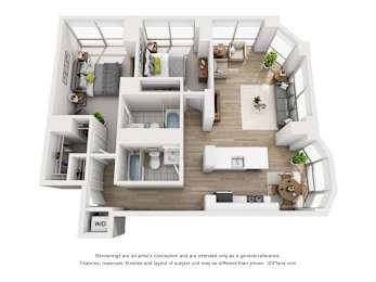 a 1 bedroom floorplan is shown in this image