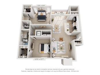 a 3d floor plan of a house