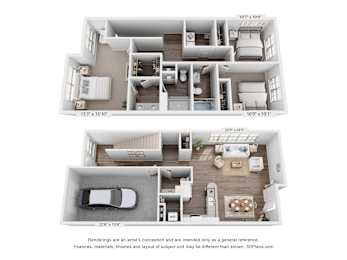 A 3D floor plan of a house with dimensions and a disclaimer at the bottom.