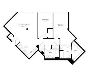 a floor plan of a house showing the bedrooms and baths
