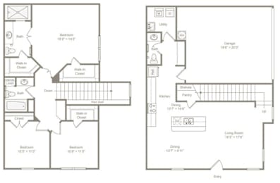Townhome floor plan at Townhomes at Princeton Meadows, rental homes in Princeton, TX