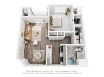 Floor Plan  a 1 bedroom floor plan with a bathroom and a living room
