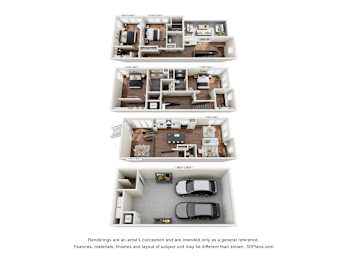 A set of four images showing different floor plans of a house.