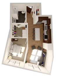 Camden ADA 1 bed 1 bath Floor Plan at RoCo Apartments, Fargo, North Dakota 58102