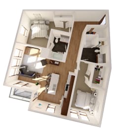 Franklin 2 bed 2 bath Floor Plan at RoCo Apartments, Fargo, North Dakota 58102
