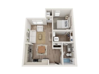 Floor Plan  1 bedroom  1 bathroom floor plan Cat Kesler Apartments in Downtown Fargo, North Dakota, 58102