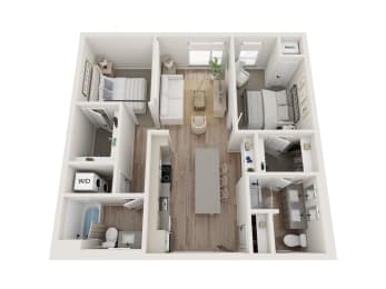 Floor Plan  2 bedroom 2 bathroom floor plan B at Kesler Apartments in Downtown Fargo, Fargo, ND 58102