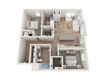 Floor Plan  2 bedroom 2 bathroom floor plan C at Kesler Apartments in Downtown Fargo, Fargo, North Dakota 58102