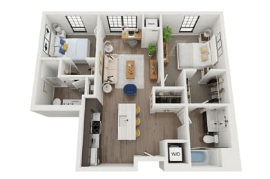 2 Bedroom Floor Plan at The Landing at 1001 NP, Fargo, North Dakota 58102