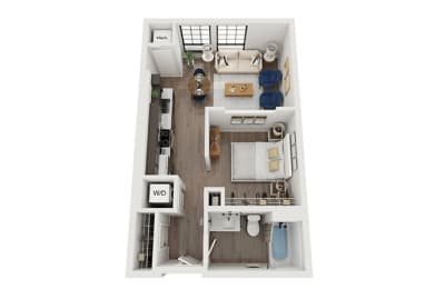 Studio 1 bathroom floor plan Fat The Landing at 1001 NP, Fargo, ND 58102