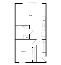 a floor plan of a 1 bedroom apartment