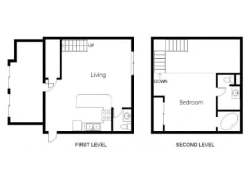  Floor Plan 1 Bedroom 1.5 Bath