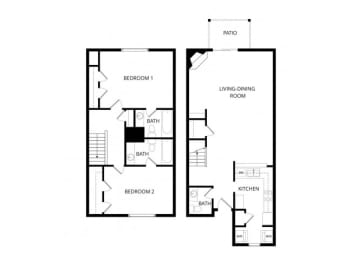  Floor Plan 2 bedroom townhome