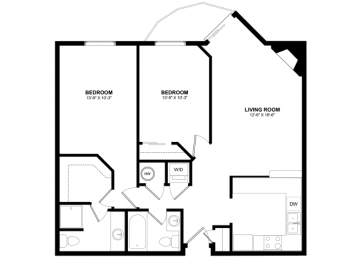 Admirals Cove Apartments - Two Bedroom Floorplan