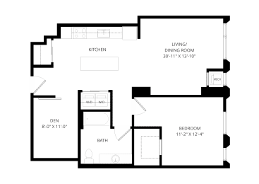  Floor Plan One Bedroom with Den - a10