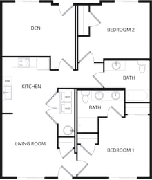 600 Riverside two bedroom Glacier floor plan