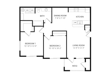a floor plan of a small house with a garage and a kitchen