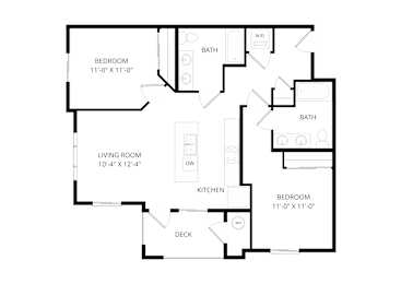 A black and white image of a floor plan for a house.