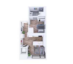 a floor plan of a 1 bedroom apartment