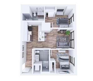 a floor plan of a 1 bedroom apartment