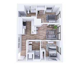 a floor plan of a 1 bedroom apartment