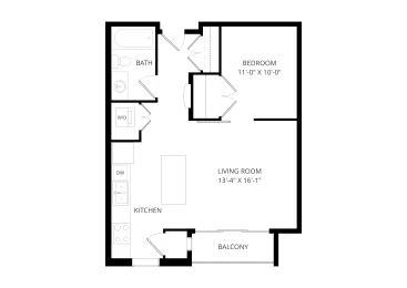 a floor plan of a bedroom floor plan with an open