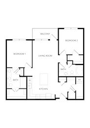 a floor plan of a house with a bedroom and a living room
