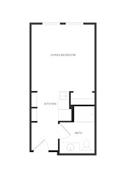an illustration of a floor plan of a 1 bedroom floor plan