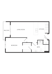  Floor Plan Frederick 1D 1x1