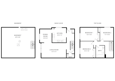  Floor Plan 3 Bed 2 Bath Townhome