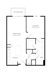 a floor plan of a 1 bedroom floor plan