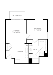 a floor plan of a house with a bedroom and a living room