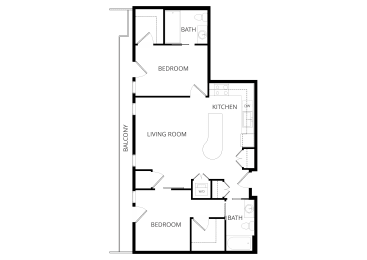 a floor plan of a house with a bedroom and a living room