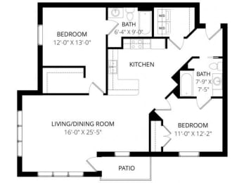  Floor Plan E 2x2