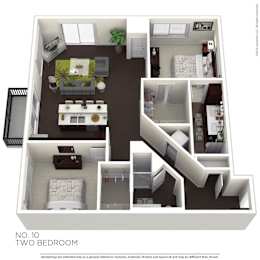 A floor plan of a two bedroom apartment.