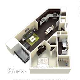  Floor Plan One Bedroom 4