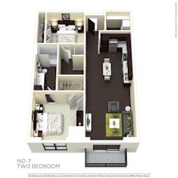 A floor plan of a two bedroom apartment.