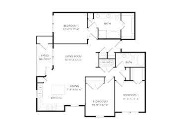 A black and white image of a floor plan for a house.