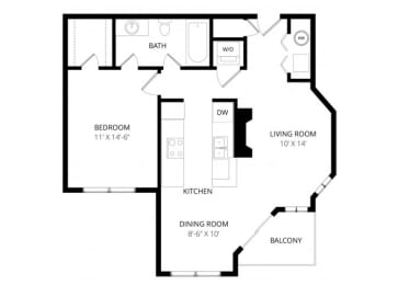  Floor Plan One Bedroom B