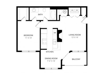  Floor Plan One Bedroom E