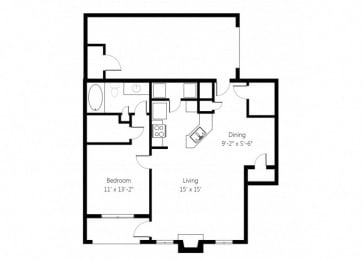 a floor plan of a home with a bedroom and a living room