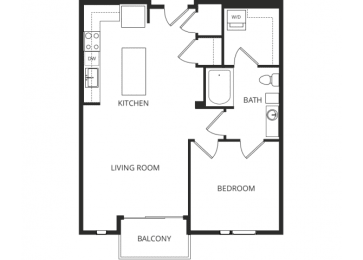 a floor plan of a two bedroom apartment with a kitchen and a living room