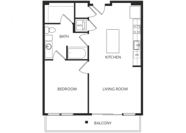 a floor plan of a 1 bedroom apartment