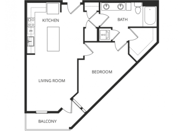 a floor plan of a 1 bedroom apartment