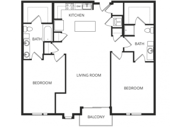 a floor plan of a home with two bedrooms and two bathrooms