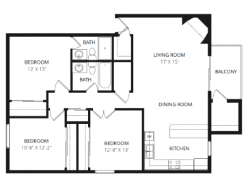 a floor plan of a two bedroom apartment