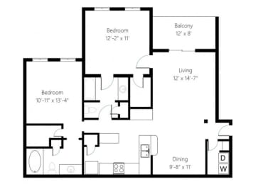 a floor plan of a bedroom apartment